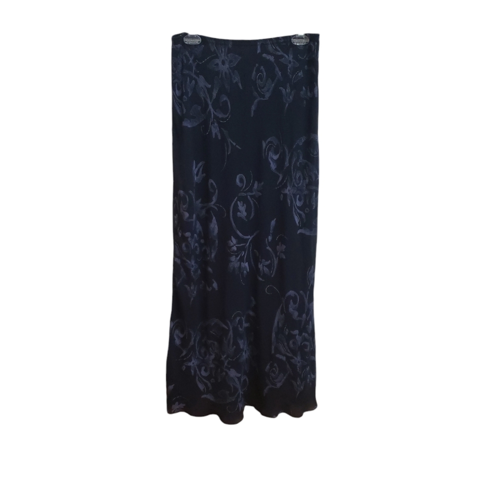 Carole Little Maxi Skirt Womens Size 10 Navy Lavender Silver Sparkle Pencil